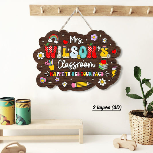 Custom Teacher Door Hanger 3D Wooden Sign, Teacher Name Sign For Classroom, Personalized Back To School Gift, Teacher Appreciation Gift