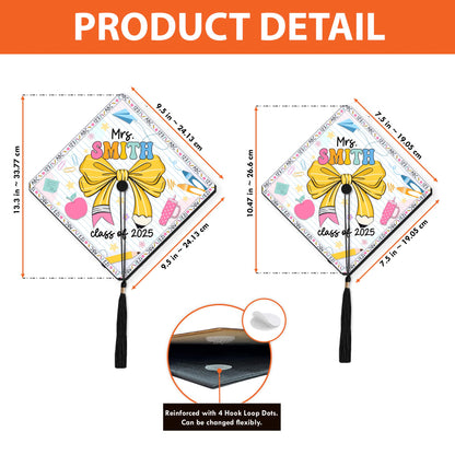 Personalized Teacher Graduation Cap Topper, Custom Teacher Graduation Grad Cap Topper, Teacher Graduation Gift, Class Of 2025 Year end Gift