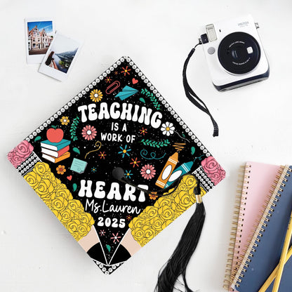 Personalized Teacher Graduation Cap Topper, Teacher Gift, Class Of 2025 Year end Gift, Graduation Cap Decoration Topper, Graduation Gift