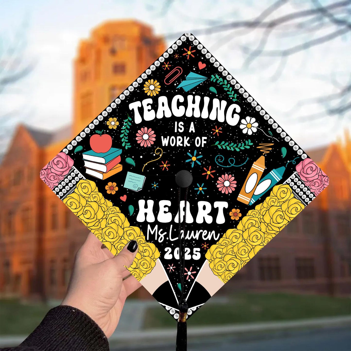 Personalized Teacher Graduation Cap Topper, Teacher Gift, Class Of 2025 Year end Gift, Graduation Cap Decoration Topper, Graduation Gift