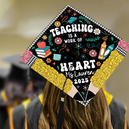Personalized Teacher Graduation Cap Topper, Teacher Gift, Class Of 2025 Year end Gift, Graduation Cap Decoration Topper, Graduation Gift