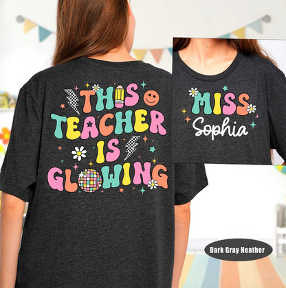 Custom Teacher Shirt Last Day of School Shirt This Teacher Is Glowing Bruh We Out Teacher Disco Ball Shirt, Funny Teacher Summer Break Shirt