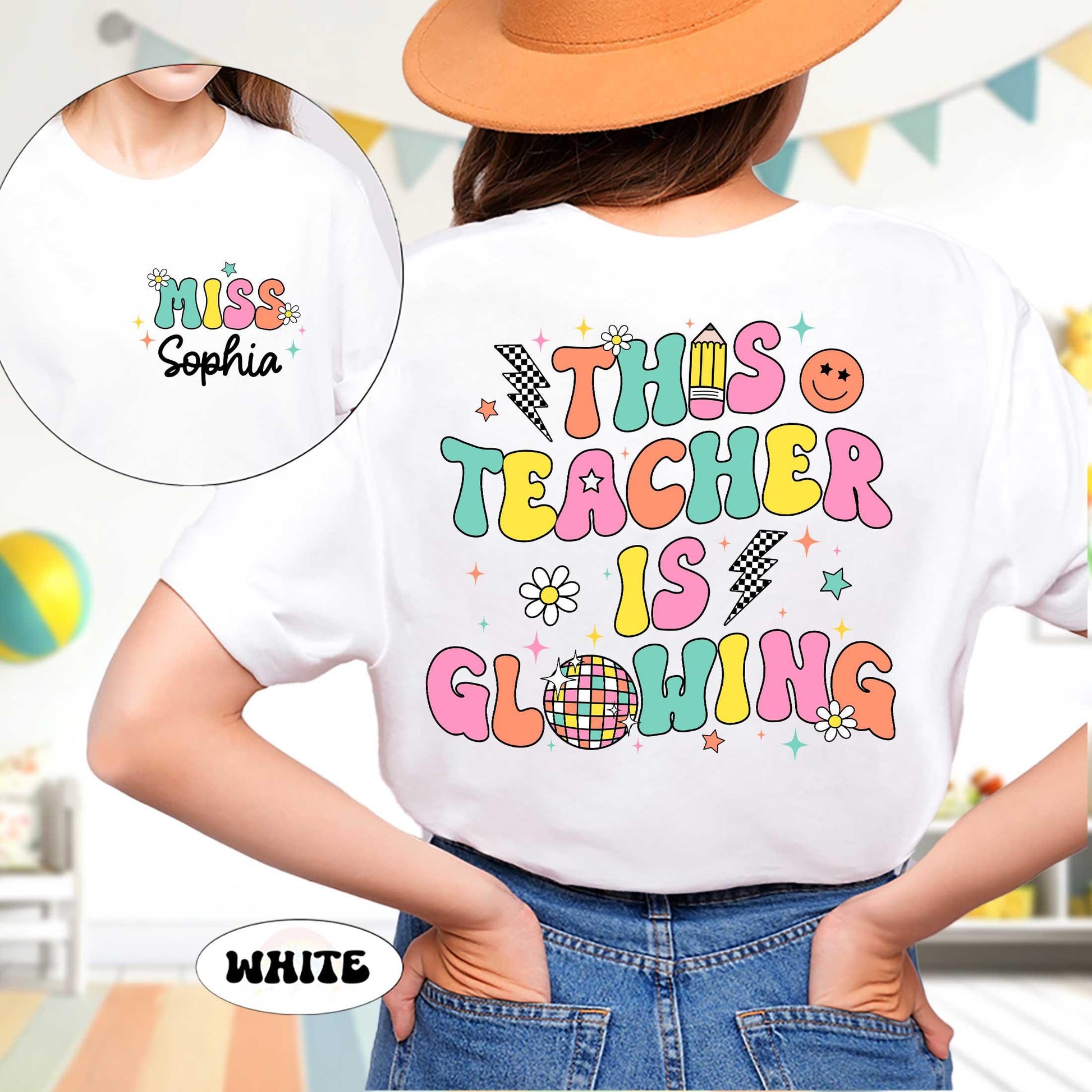 Custom Teacher Shirt Last Day of School Shirt This Teacher Is Glowing Bruh We Out Teacher Disco Ball Shirt, Funny Teacher Summer Break Shirt