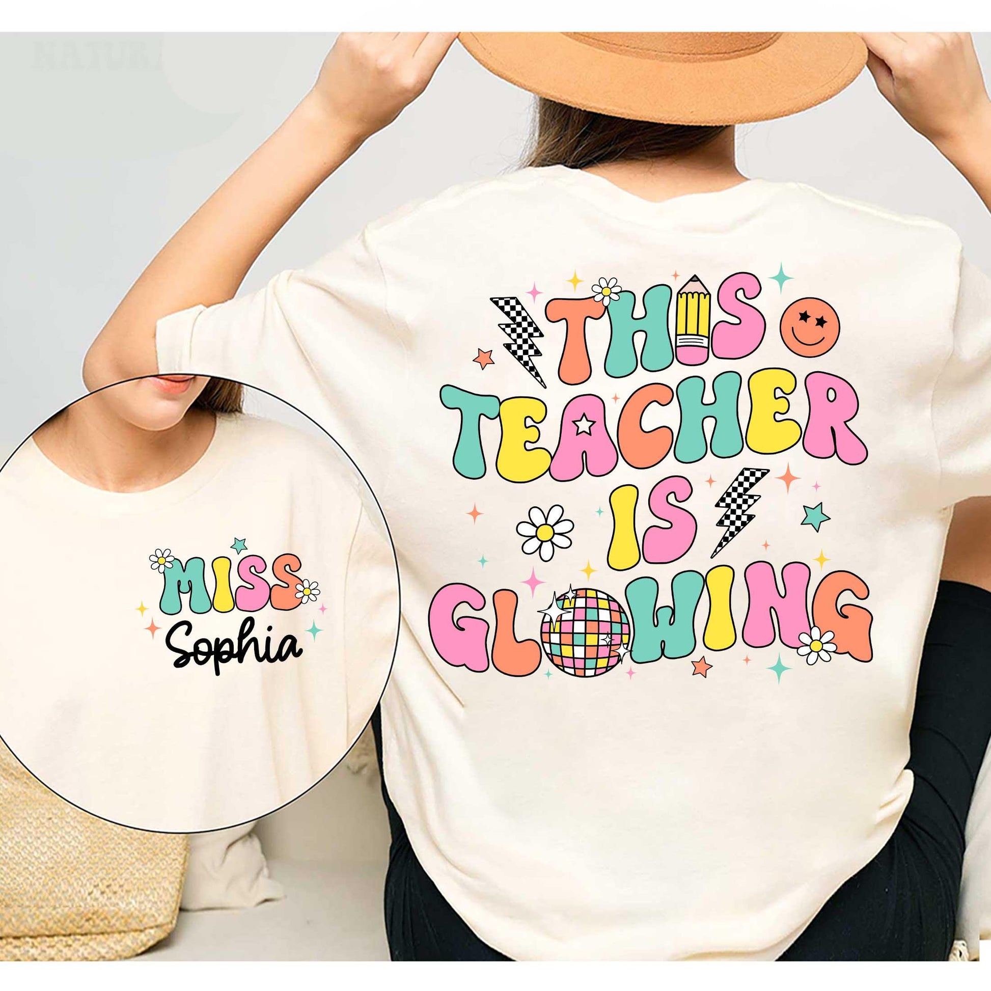 Custom Teacher Shirt Last Day of School Shirt This Teacher Is Glowing Bruh We Out Teacher Disco Ball Shirt, Funny Teacher Summer Break Shirt