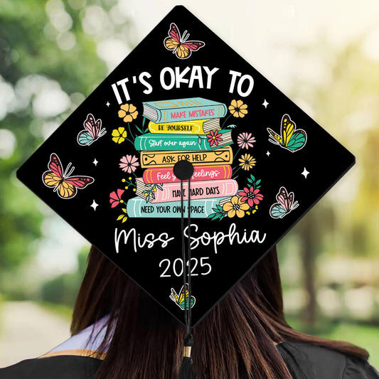 Custom Graduation Cap Topper, Teacher Graduation Cap, Graduation Gift, School Counselor Grad Cap, Mental Health Class Of 2025 Year end Gift