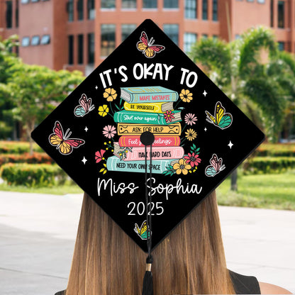 Custom Graduation Cap Topper, Teacher Graduation Cap, Graduation Gift, School Counselor Grad Cap, Mental Health Class Of 2025 Year end Gift