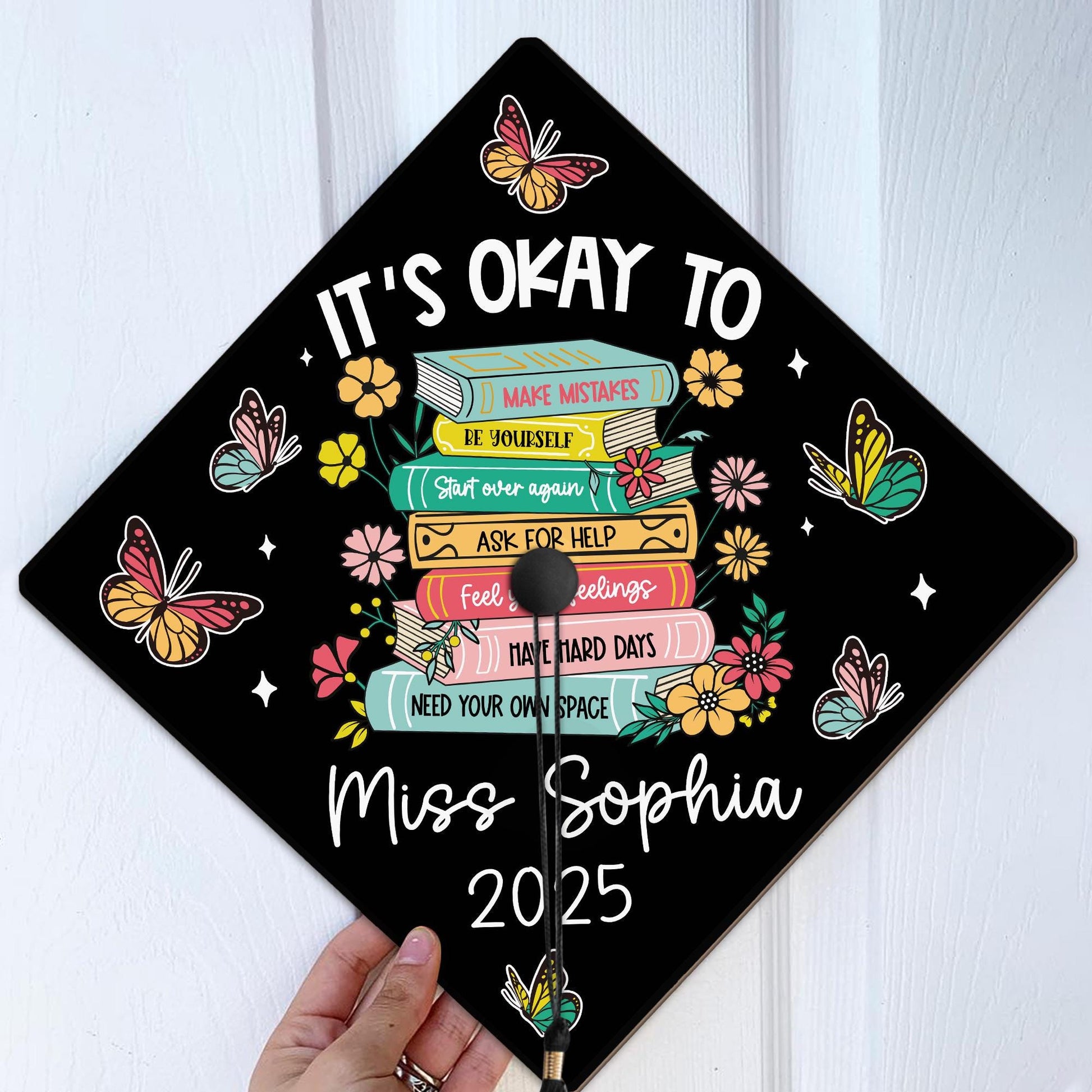 Custom Graduation Cap Topper, Teacher Graduation Cap, Graduation Gift, School Counselor Grad Cap, Mental Health Class Of 2025 Year end Gift