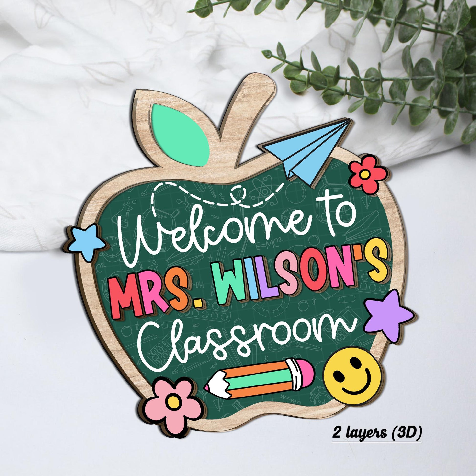 Custom Teacher Door Hanger, Custom Teacher 3D Name Sign For Classroom, Teacher Wooden Door Sign, Back To School, Teacher Appreciation Gift