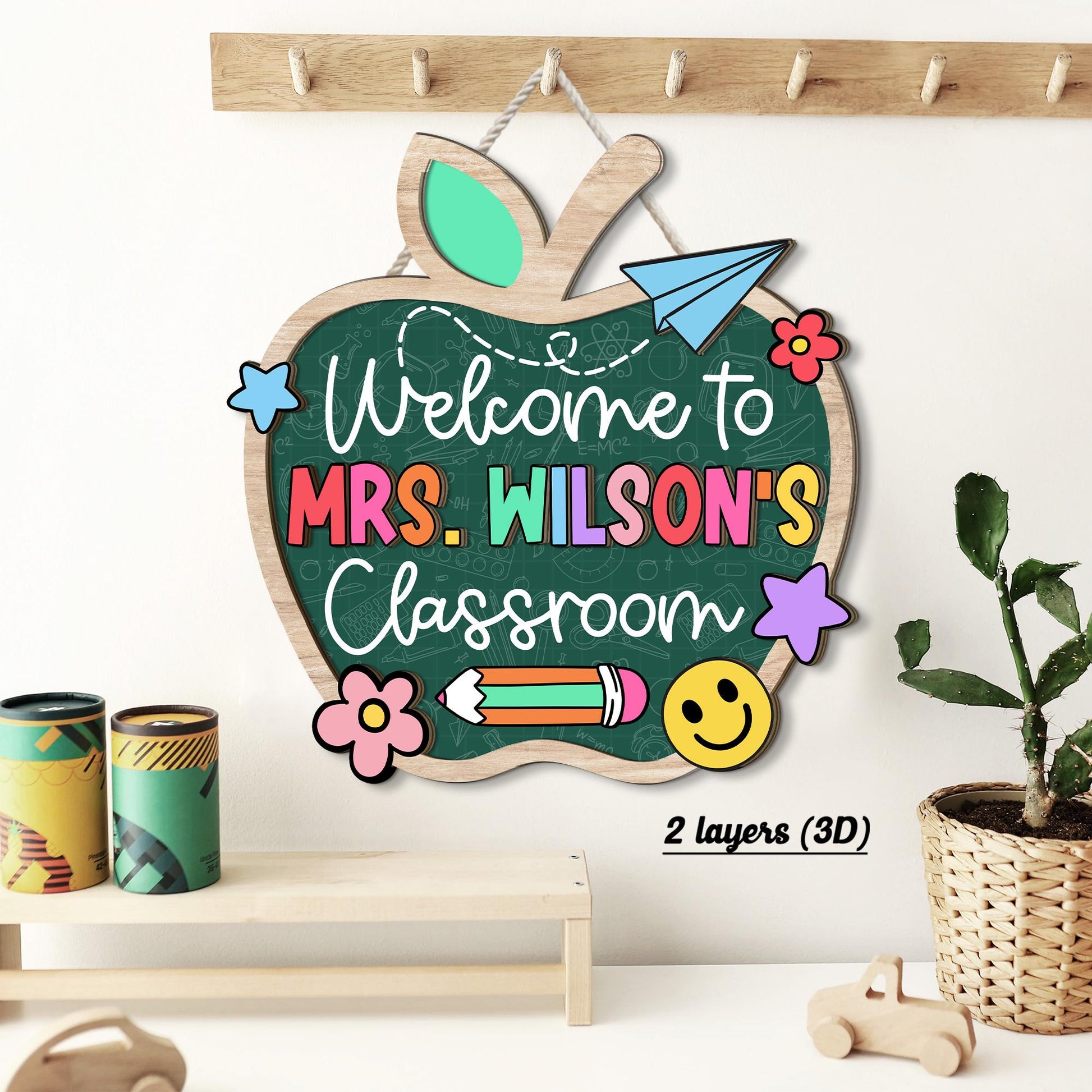 Custom Teacher Door Hanger, Custom Teacher 3D Name Sign For Classroom, Teacher Wooden Door Sign, Back To School, Teacher Appreciation Gift