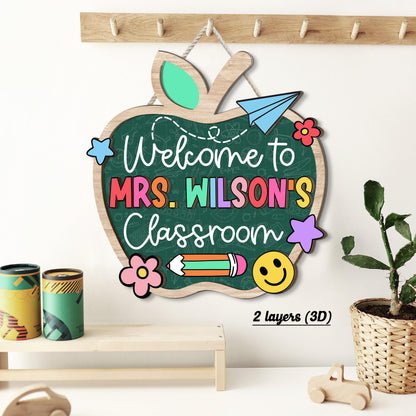 Custom Teacher Door Hanger, Custom Teacher 3D Name Sign For Classroom, Teacher Wooden Door Sign, Back To School, Teacher Appreciation Gift