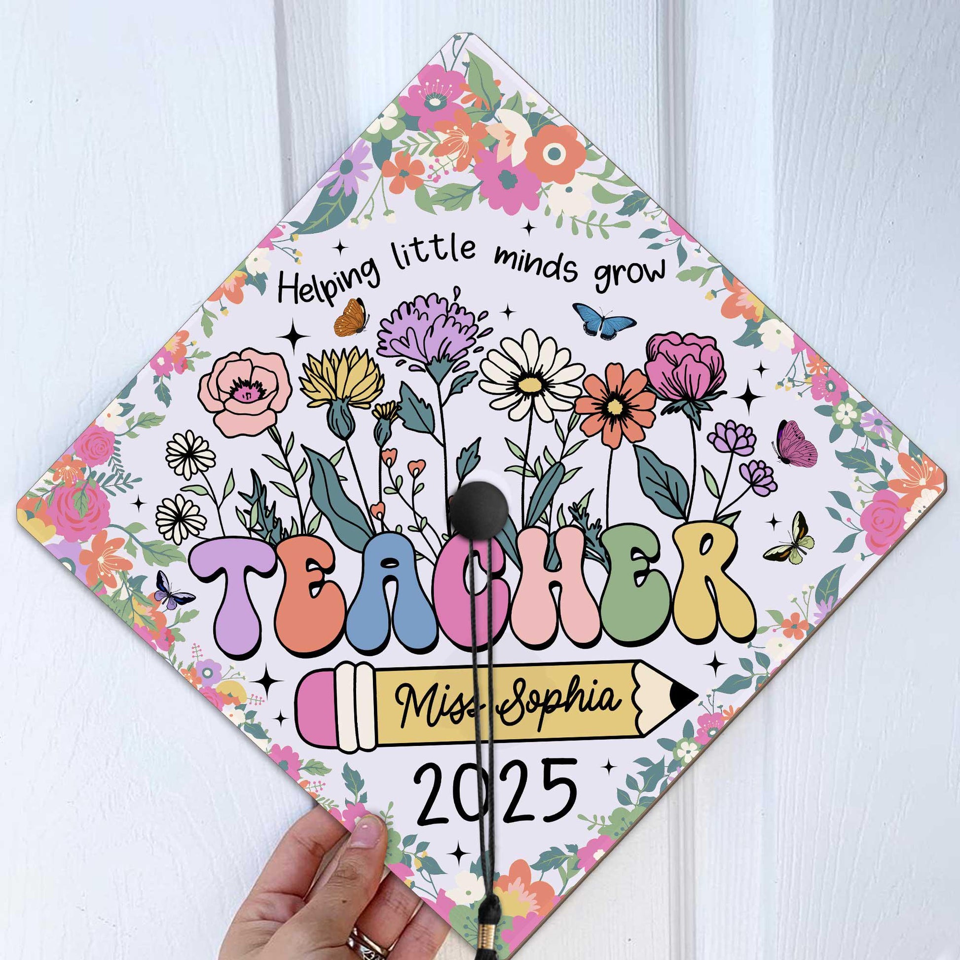 Personalized Teacher Graduation Cap Topper, Class Of 2025 Year end Gift, Teacher Gift, Graduation Cap Decoration Topper, Graduation Gift