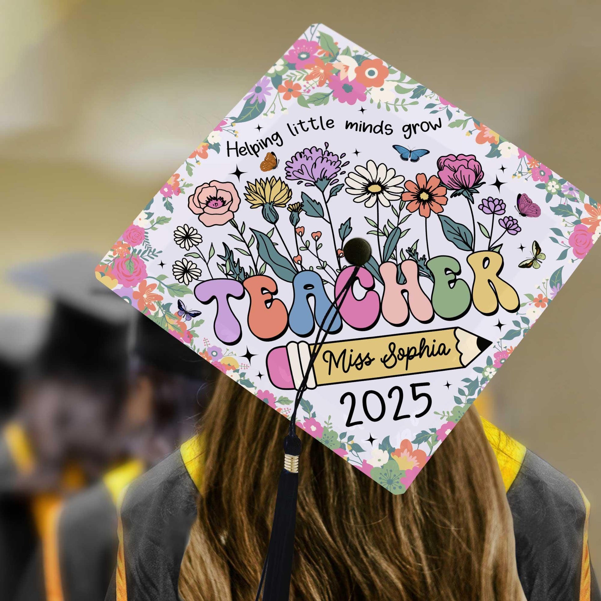 Personalized Teacher Graduation Cap Topper, Class Of 2025 Year end Gift, Teacher Gift, Graduation Cap Decoration Topper, Graduation Gift