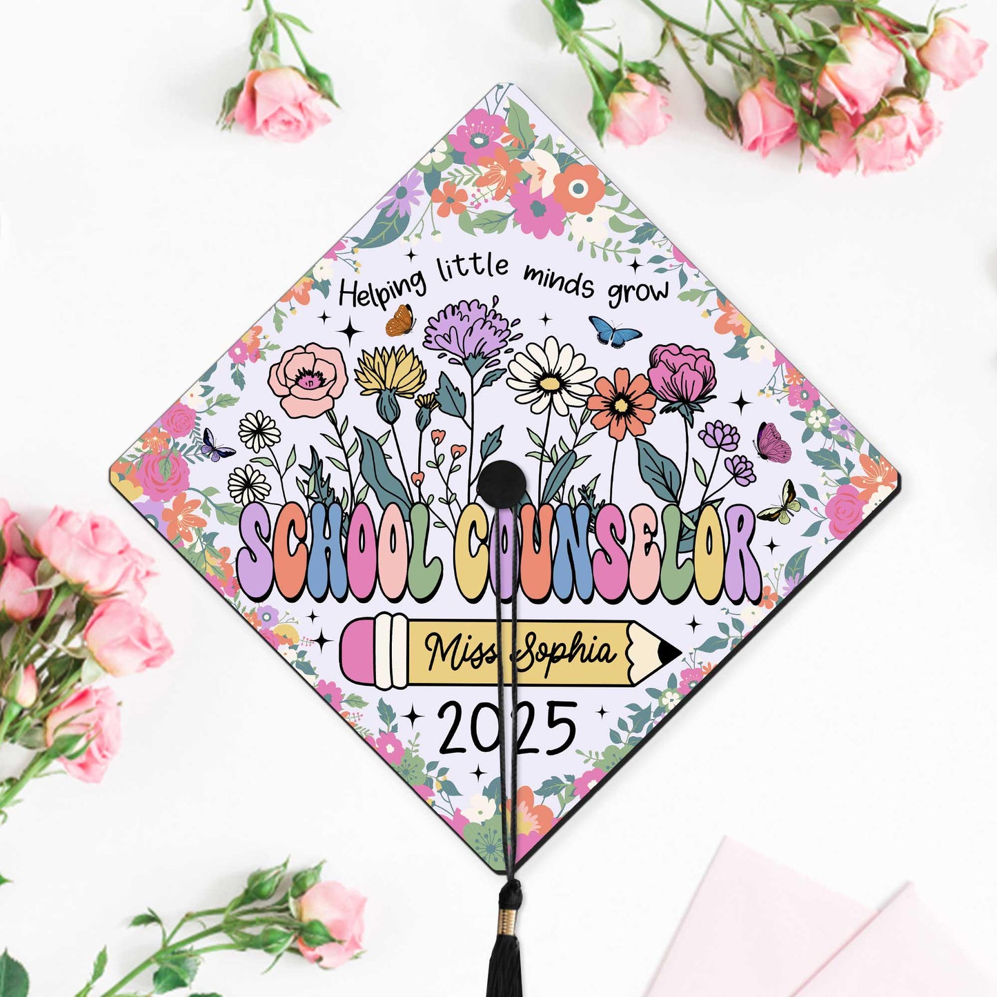 Personalized School Counselor Graduation Cap Topper, Class Of 2025, Teacher Gift, Grad Cap Decoration Topper, Social Work Graduation Gift