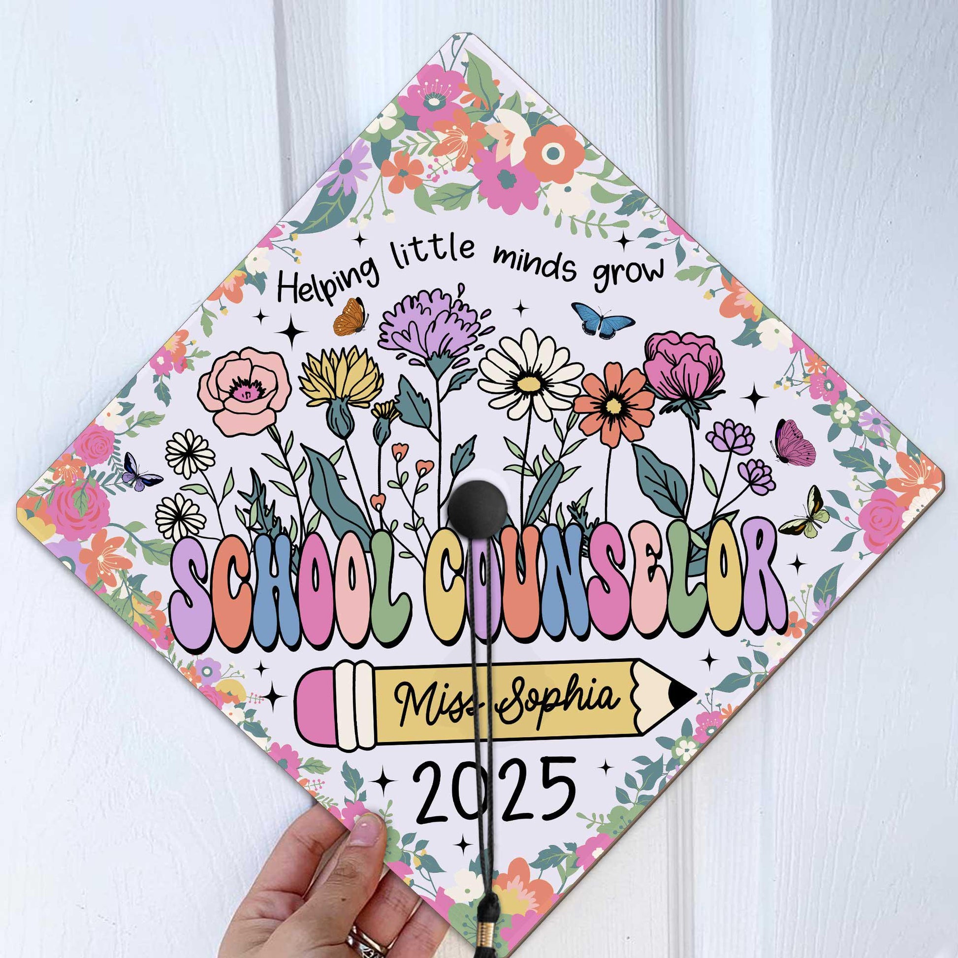 Personalized School Counselor Graduation Cap Topper, Class Of 2025, Teacher Gift, Grad Cap Decoration Topper, Social Work Graduation Gift