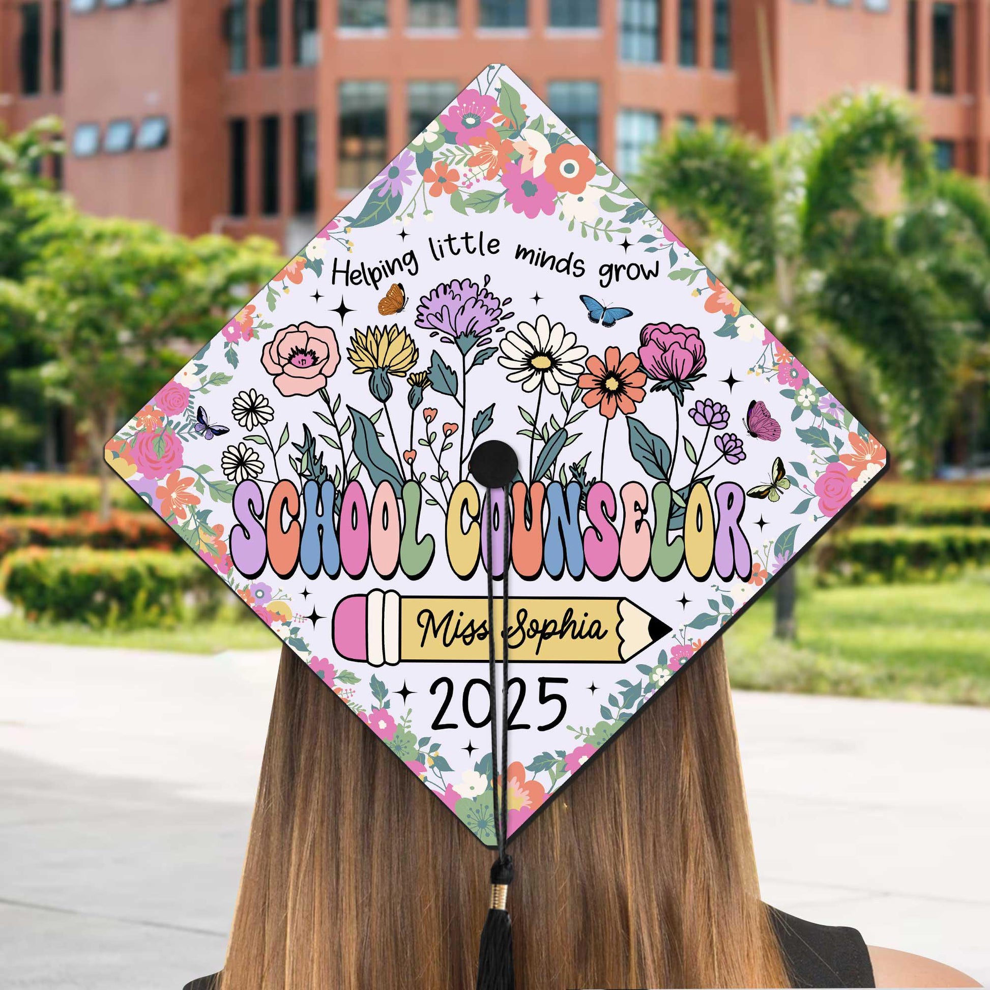 Personalized School Counselor Graduation Cap Topper, Class Of 2025, Teacher Gift, Grad Cap Decoration Topper, Social Work Graduation Gift