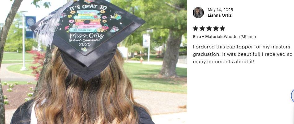 Custom Graduation Cap Topper, Teacher Graduation Cap, Graduation Gift, School Counselor Grad Cap, Mental Health Class Of 2025 Year end Gift