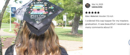 Custom Graduation Cap Topper, Teacher Graduation Cap, Graduation Gift, School Counselor Grad Cap, Mental Health Class Of 2025 Year end Gift