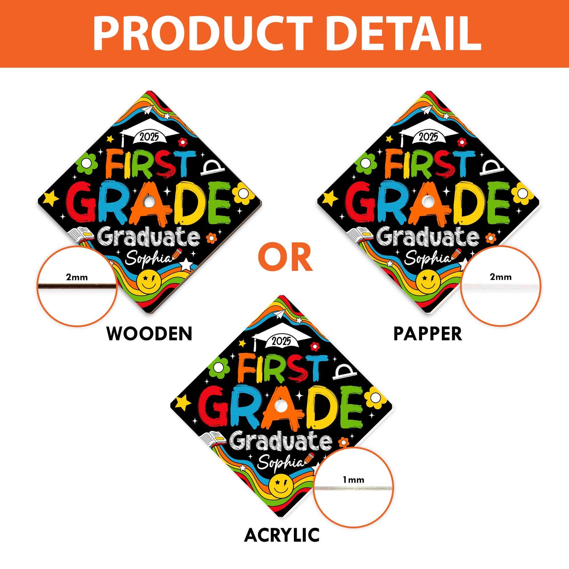 Personalized Kindergarten Graduation Cap Topper, First Grade Grad Cap Topper, Custom Grad Topper Teacher Gift School Graduation Gift For Kid