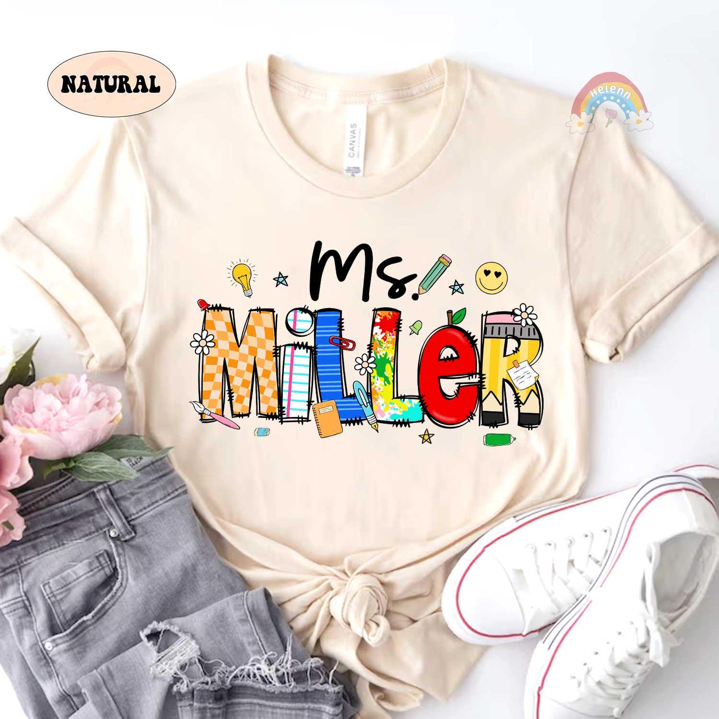 Personalized Teacher Shirt Back To School Shirt, Custom Teacher School Pattern Shirt, First Day Of School 1st Day, Teacher Appreciation Gift