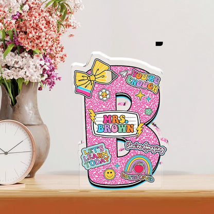 Personalized Teacher Name Acrylic Block Composition Book, Teacher Acrylic Name Plate Custom Desk Plaque Name Sign, Teacher Appreciation Gift