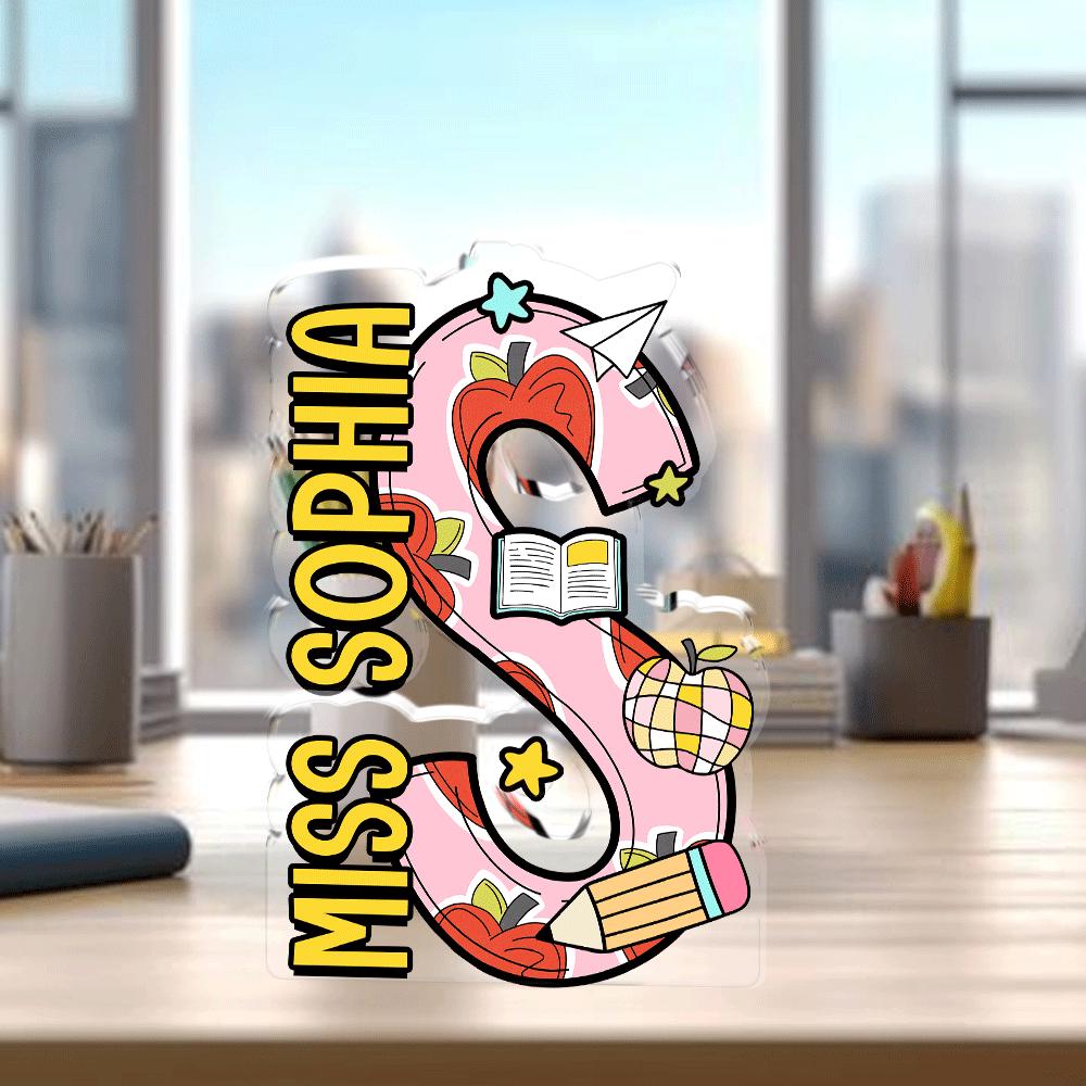 Custom Teacher Desk Plaque, Teacher Acrylic Block, Personalized Name Sign Acrylic Plaque, Teacher Appreciation Gift, Back To School Gift