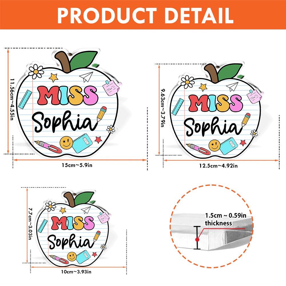 Personalized Teacher Acrylic Block Teacher Desk Plaque, Teacher Acrylic Name Plate Name Sign Gift, Teacher Appreciation Gift, Back To School