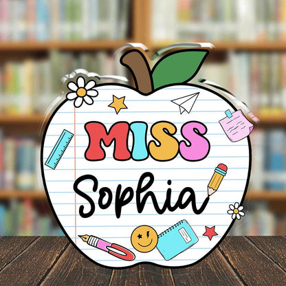 Personalized Teacher Acrylic Block Teacher Desk Plaque, Teacher Acrylic Name Plate Name Sign Gift, Teacher Appreciation Gift, Back To School