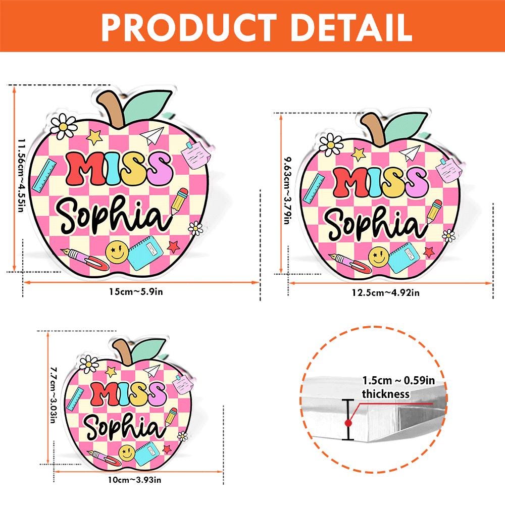 Custom Teacher Acrylic Block for Desk, Teacher Name Plate Acrylic Plaque, Teacher Appreciation Gift, Back To School Gift, Desk Name Plaque