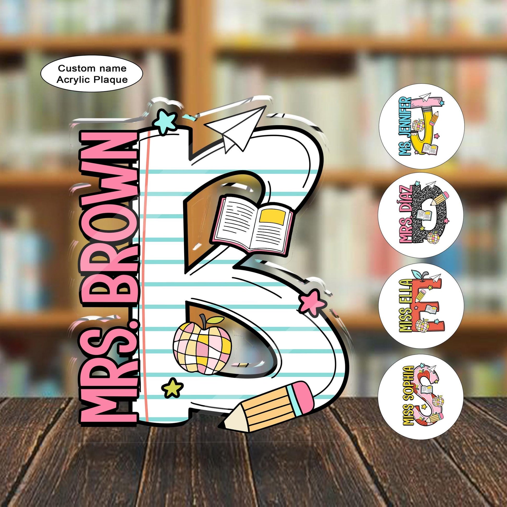 Custom Teacher Desk Plaque, Teacher Acrylic Block, Personalized Name Sign Acrylic Plaque, Teacher Appreciation Gift, Back To School Gift