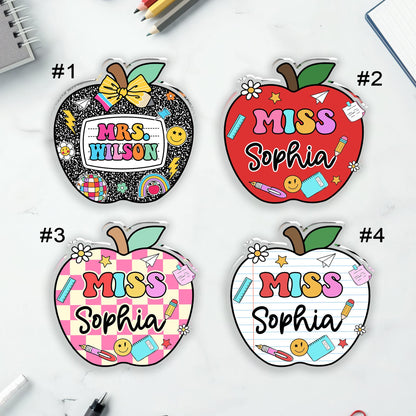 Personalized Teacher Acrylic Block Teacher Desk Plaque, Teacher Acrylic Name Plate Name Sign Gift, Teacher Appreciation Gift, Back To School