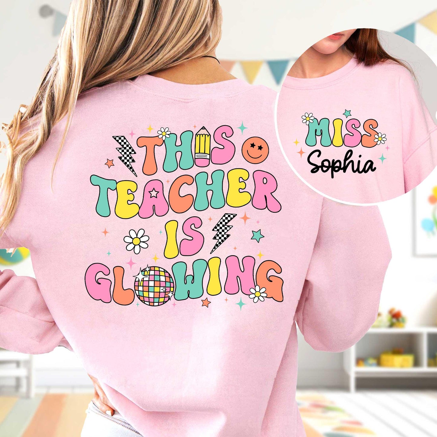 Custom Teacher Shirt Last Day of School Shirt This Teacher Is Glowing Bruh We Out Teacher Disco Ball Shirt, Funny Teacher Summer Break Shirt