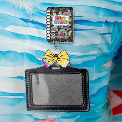 Custom Teacher Badge Reel, Composition Notebook Badge Reel, ID Holder, Retractable Badge Reel, Teacher Appreciation Gift Back to School Gift