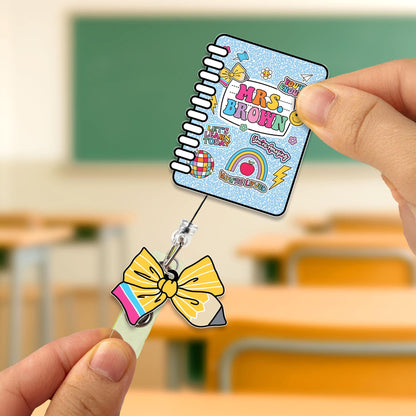 Custom Teacher Badge Reel, Composition Notebook Badge Reel, ID Holder, Retractable Badge Reel, Teacher Appreciation Gift Back to School Gift