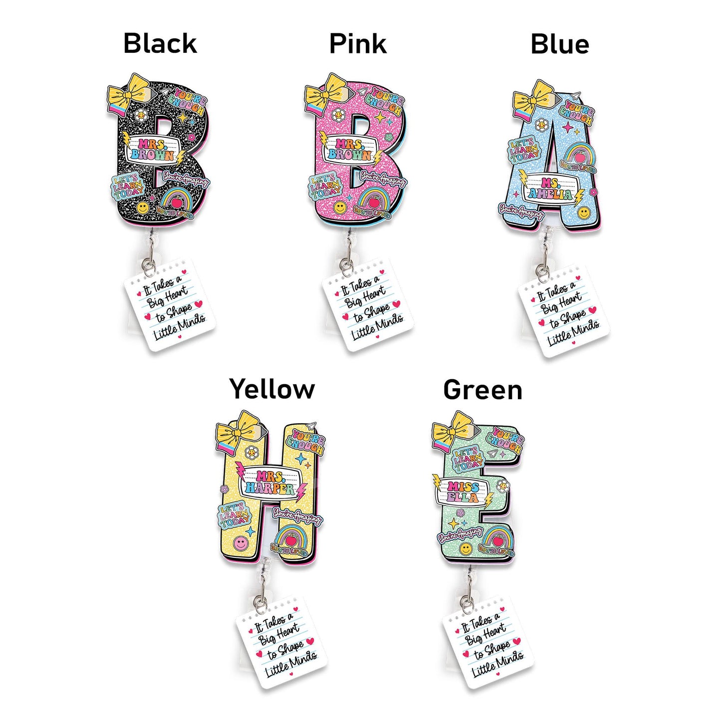 Teacher Badge Reel Composition Notebook Badge Reel, Custom ID Holder, Retractable Badge Reel, Teacher Appreciation Gift, Back to School Gift