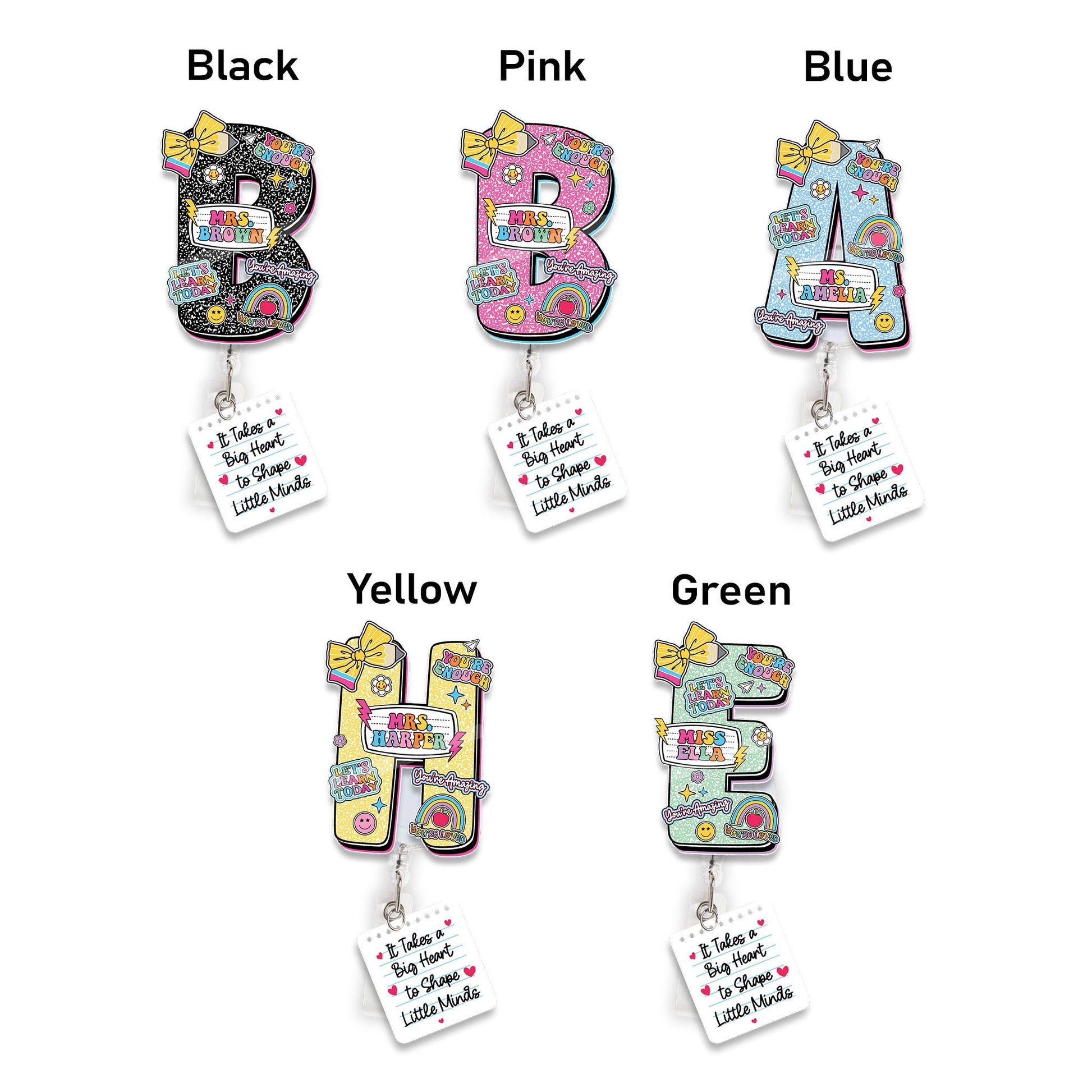 Teacher Badge Reel Composition Notebook Badge Reel, Custom ID Holder, Retractable Badge Reel, Teacher Appreciation Gift, Back to School Gift