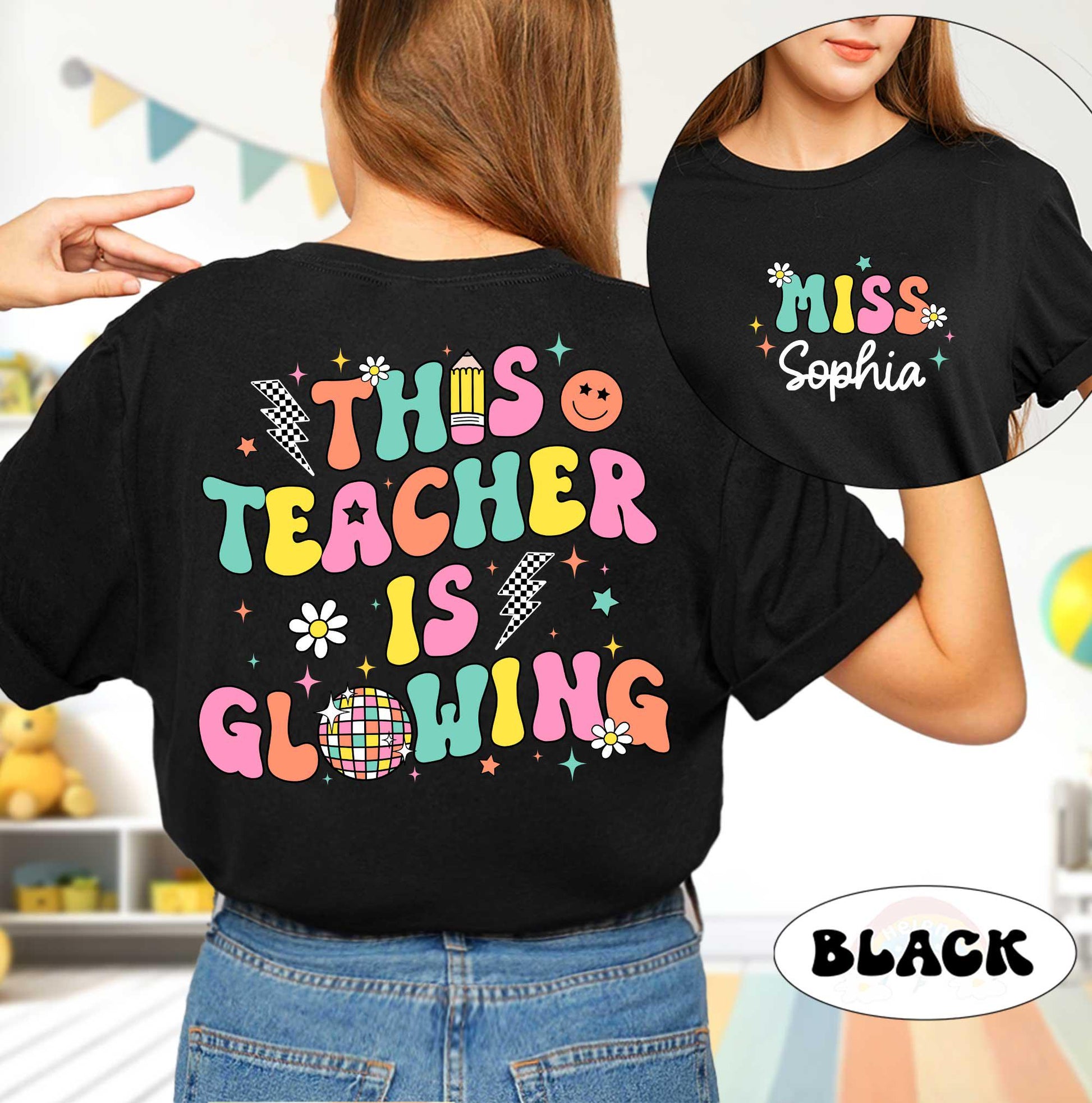 Custom Teacher Shirt Last Day of School Shirt This Teacher Is Glowing Bruh We Out Teacher Disco Ball Shirt, Funny Teacher Summer Break Shirt