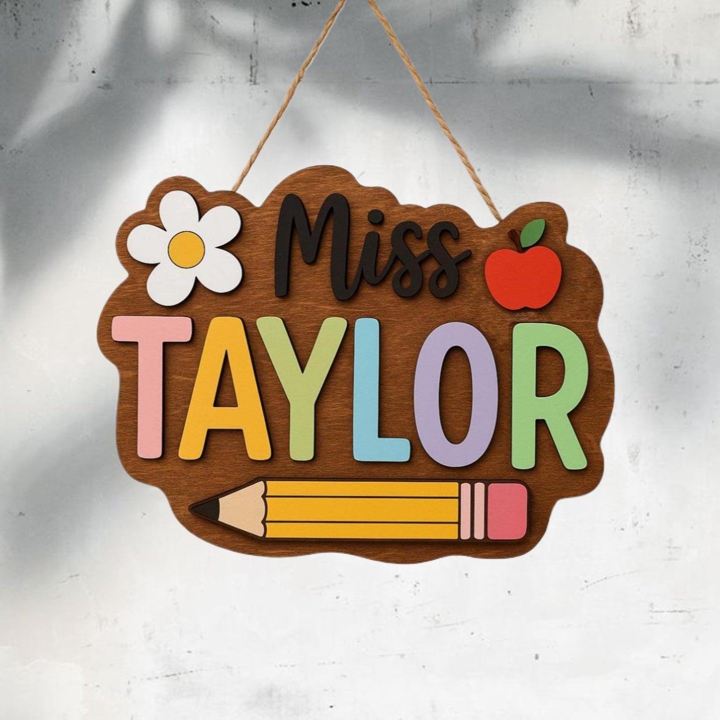 Custom 3D Teacher Door Hanger With Name, Gift For Teacher, Teacher Name Sign Classroom Decor, Back To School Gift, Teacher Appreciation Gift