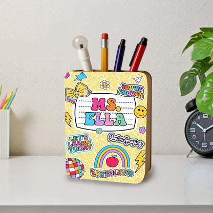 Custom Teacher Pencil Holder Composition Book, Teacher Gift, Teacher Appreciation Gift, Back To School Gift, Teacher Desk Name Pen Holder