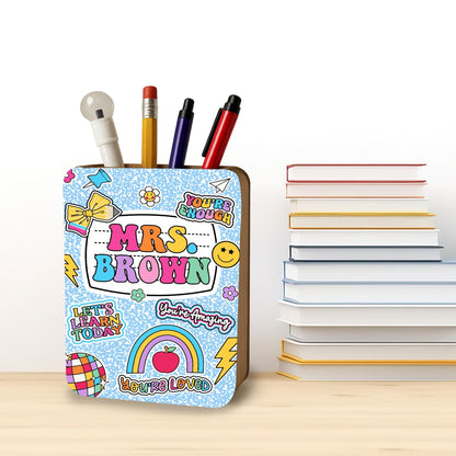 Custom Teacher Pencil Holder Composition Book, Teacher Gift, Teacher Appreciation Gift, Back To School Gift, Teacher Desk Name Pen Holder