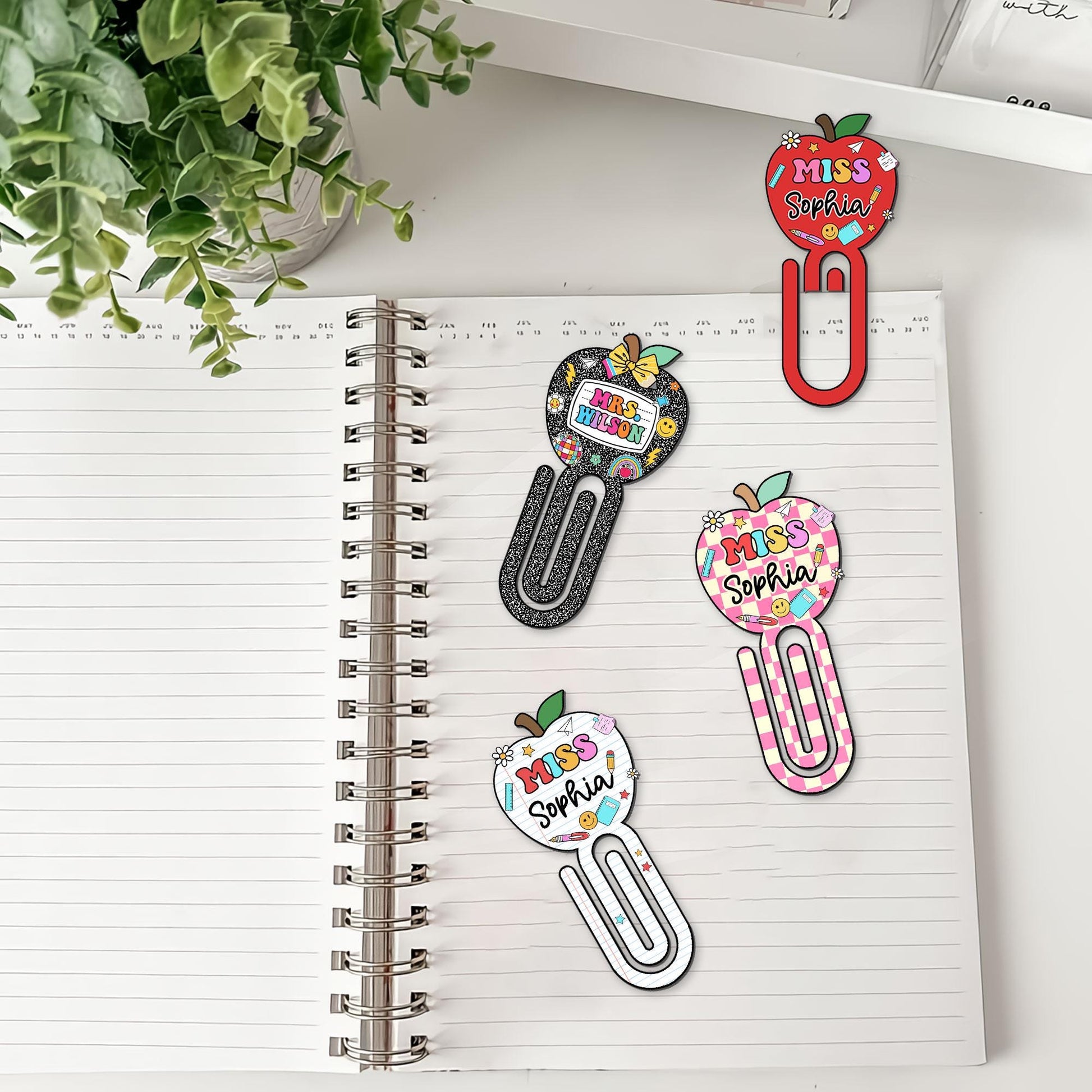 Custom Teacher Paper Clip Acrylic, Custom Made Apple Teacher Jumbo Paper Clips, Teacher Gift, Back To School Gift, Teacher Appreciation Gift