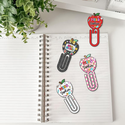 Custom Teacher Paper Clip Acrylic, Custom Made Apple Teacher Jumbo Paper Clips, Teacher Gift, Back To School Gift, Teacher Appreciation Gift