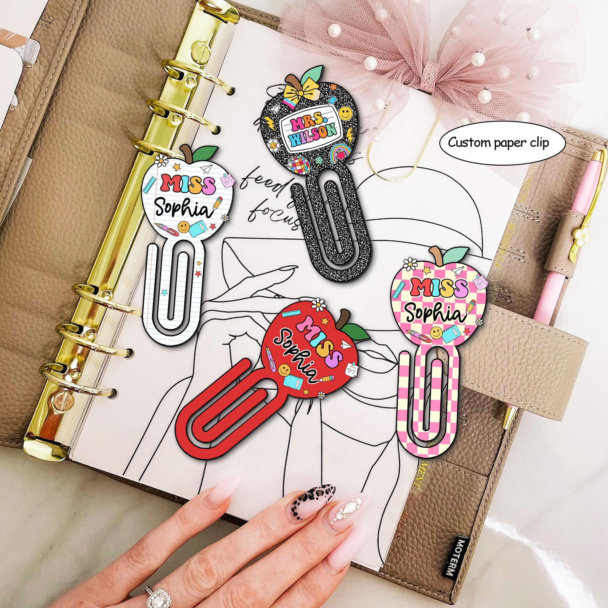 Custom Teacher Paper Clip Acrylic, Custom Made Apple Teacher Jumbo Paper Clips, Teacher Gift, Back To School Gift, Teacher Appreciation Gift