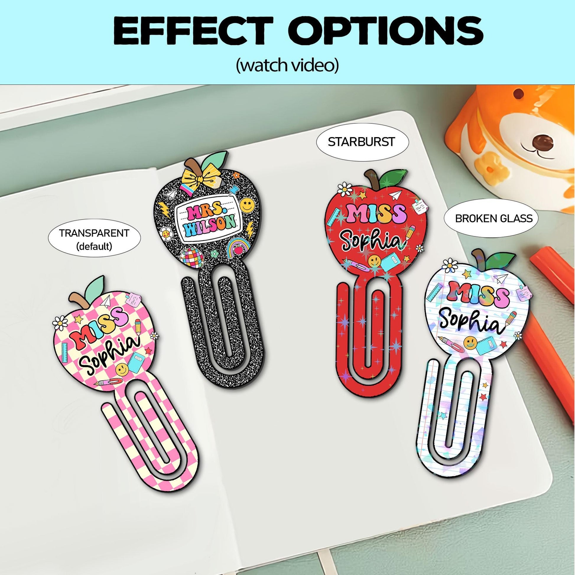 Custom Teacher Paper Clip Acrylic, Custom Made Apple Teacher Jumbo Paper Clips, Teacher Gift, Back To School Gift, Teacher Appreciation Gift