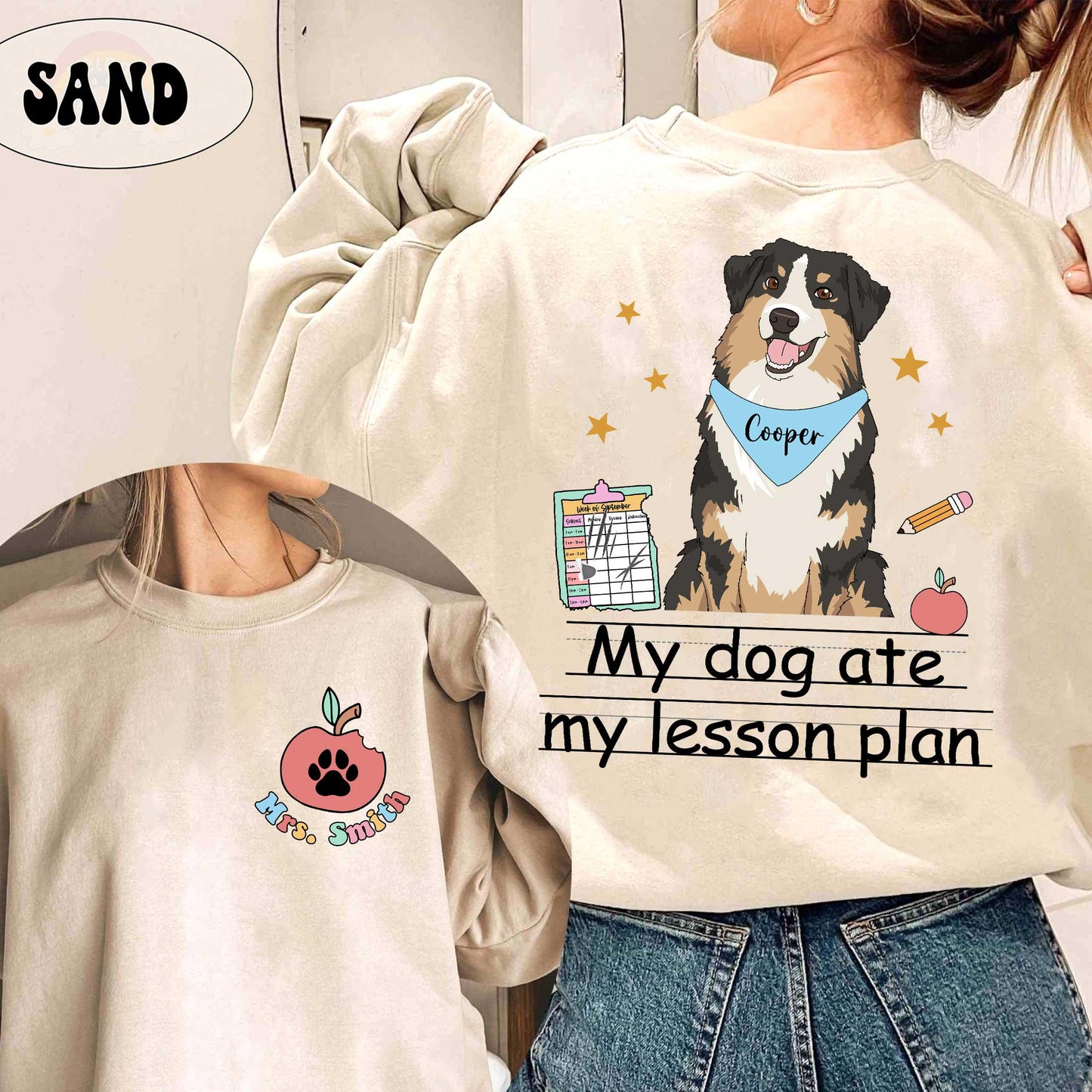 Custom Teacher Shirt My Dog Ate My Lesson Plan, Funny Teacher Shirt Teacher Life Dog Mom, Back To School Shirt, Teacher Appreciation Gift