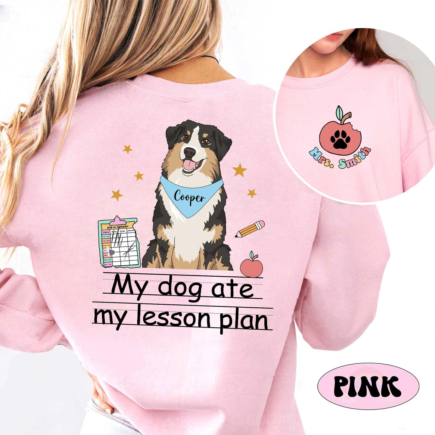 Custom Teacher Shirt My Dog Ate My Lesson Plan, Funny Teacher Shirt Teacher Life Dog Mom, Back To School Shirt, Teacher Appreciation Gift