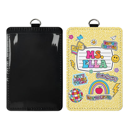 Teacher ID Badge Holder, Teacher Appreciation Gift, Back To School Gift, Teacher Lanyard With Name, Custom ID Holder School Supply Theme