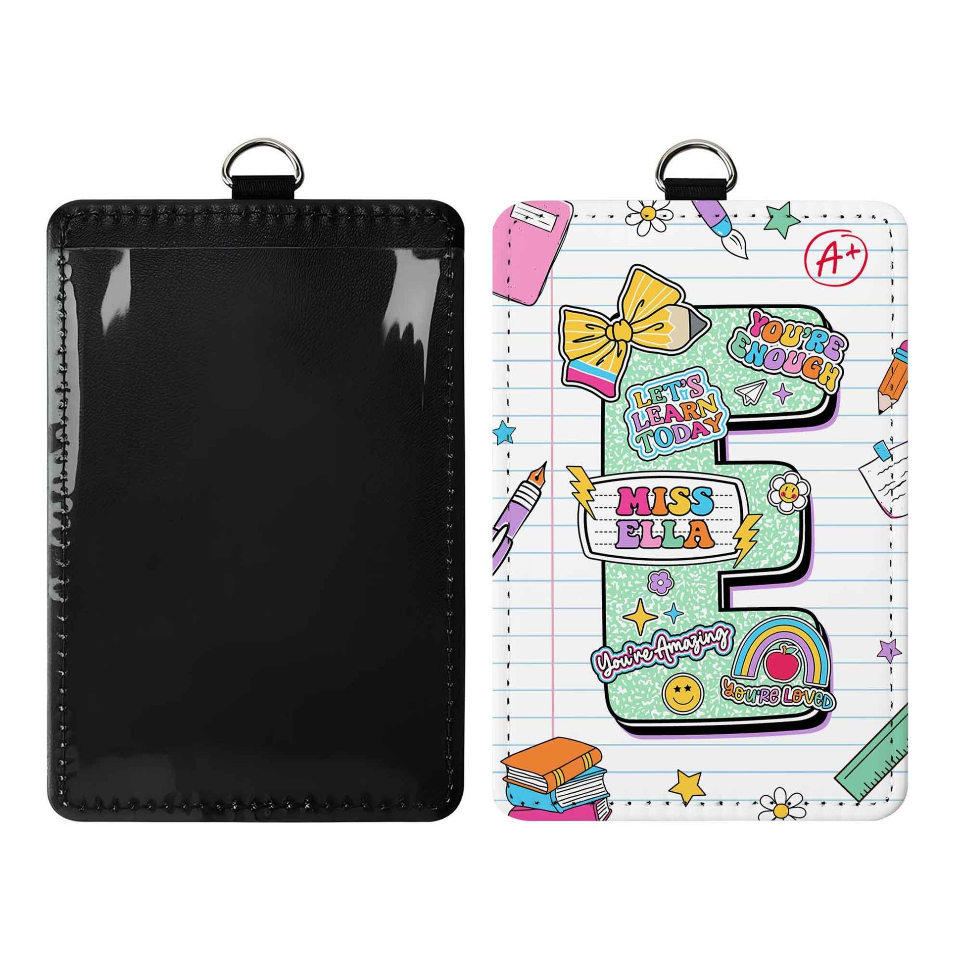 Personalized Teacher ID Badge Holder, ID Holder Custom School Supply Theme, Teacher Gifts, Teacher Appreciation Gift, Back To School Gift