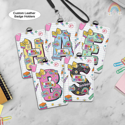 Personalized Teacher ID Badge Holder, ID Holder Custom School Supply Theme, Teacher Gifts, Teacher Appreciation Gift, Back To School Gift