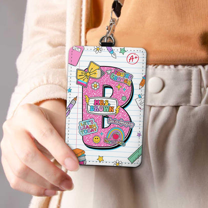 Personalized Teacher ID Badge Holder, ID Holder Custom School Supply Theme, Teacher Gifts, Teacher Appreciation Gift, Back To School Gift