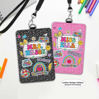 Teacher ID Badge Holder, Teacher Appreciation Gift, Back To School Gift, Teacher Lanyard With Name, Custom ID Holder School Supply Theme